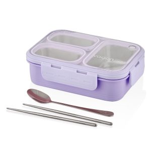VAGONLİFE 620 ML 3 BÖLMELİ PASLANAMZ ÇELİK LUNCHBOX XC-7097 LİLA